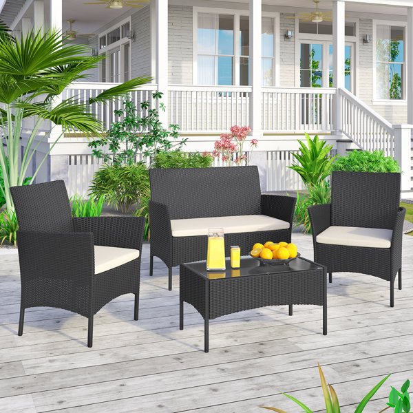 Garten Living 4 Sitzer Lounge Set Arma Aus Rattan Mit Polster